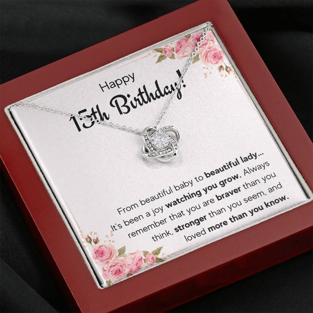 HAPPY 15TH BIRTHDAY JOY LOVE KNOT NECKLACE GIFT SET - ON CLOUD NINE GIFTS