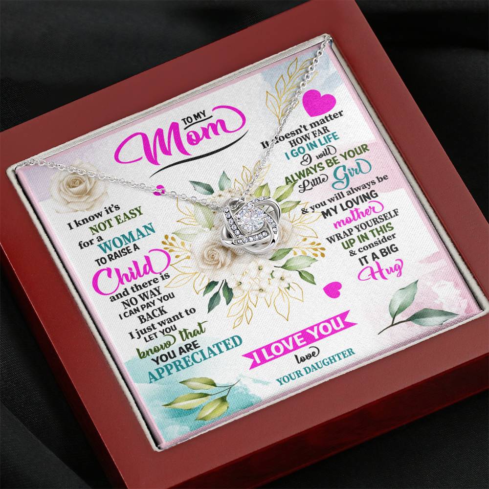 TO MY MOM FROM DAUGHTER "RAISE" LOVE KNOT NECKLACE GIFT SET - ON CLOUD NINE GIFTS