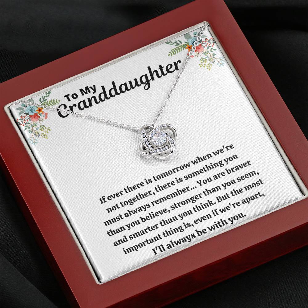 TO MY GRANDDAUGHTER "STRONGER THAN YOU SEEM" LOVE KNOT NECKLACE GIFT SET - ON CLOUD NINE GIFTS