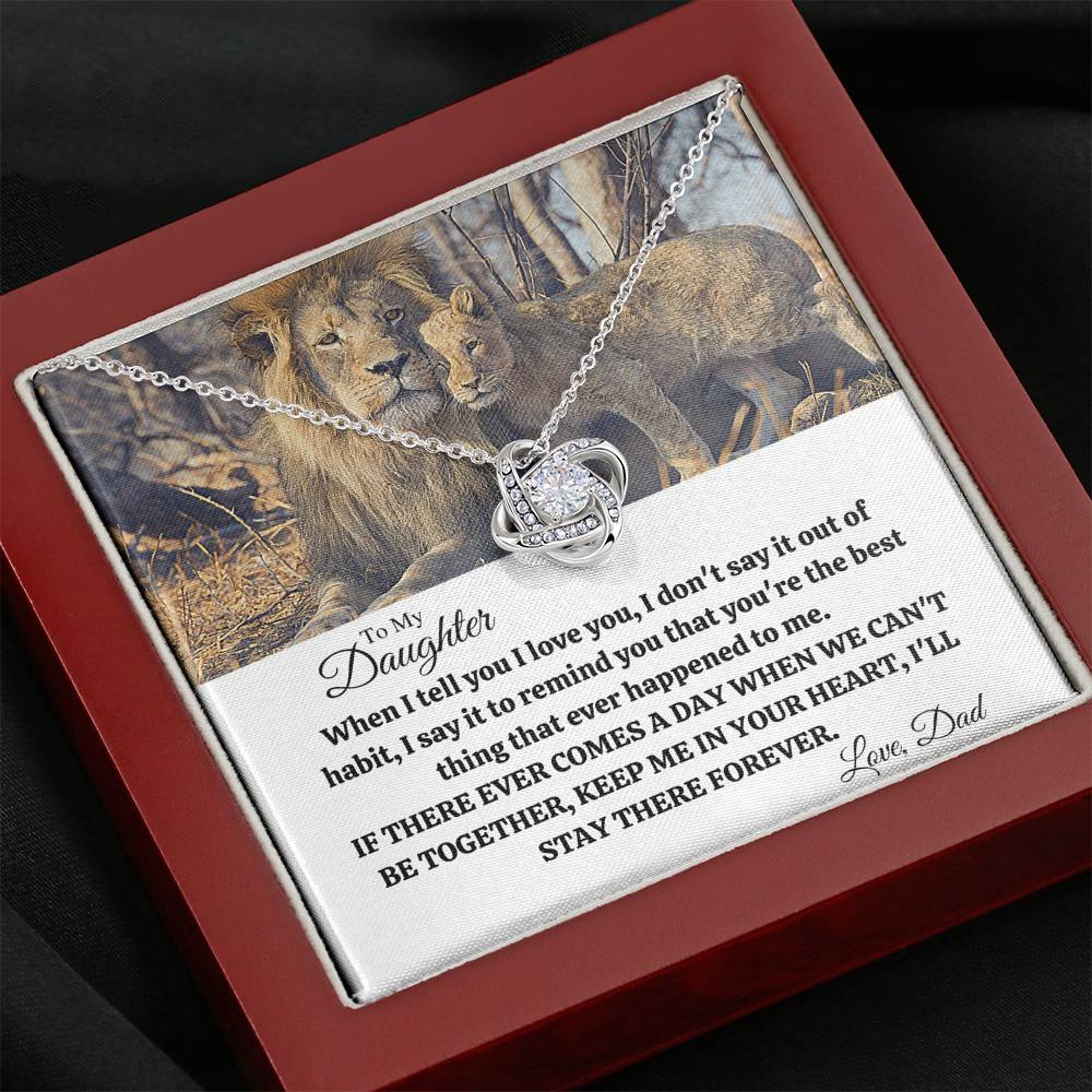 TO MY DAUGHTER "OUT OF HABIT - LION" LOVE KNOT NECKLACE GIFT SET - ON CLOUD NINE GIFTS