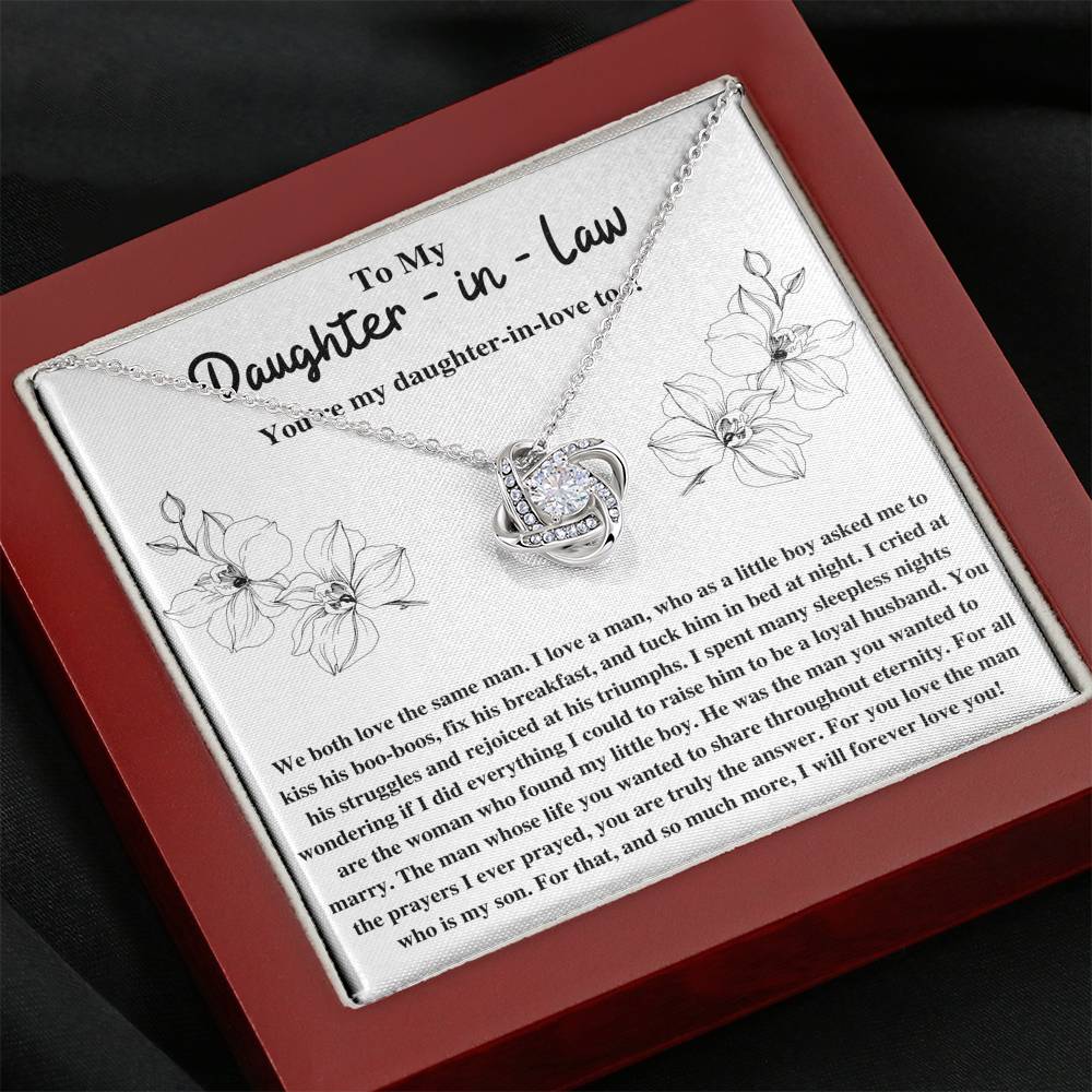 TO MY DAUGHTER-IN-LAW TRIUMPHS FLOWERS LOVE KNOT NECKLACE GIFT SET - ON CLOUD NINE GIFTS