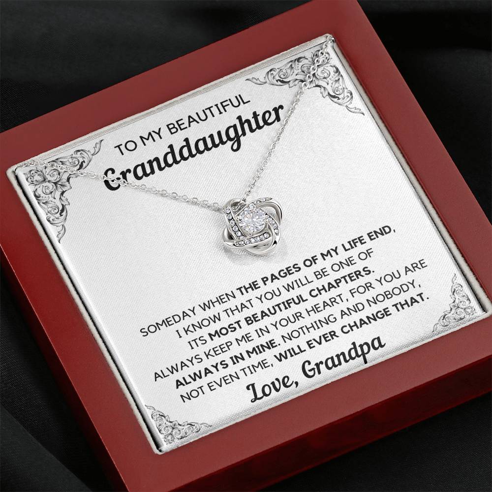 TO MY BEAUTIFUL GRANDDAUGHTER FROM GRANDPA CHAPTERS LOVE KNOT NECKLACE GIFT SET - ON CLOUD NINE GIFTS