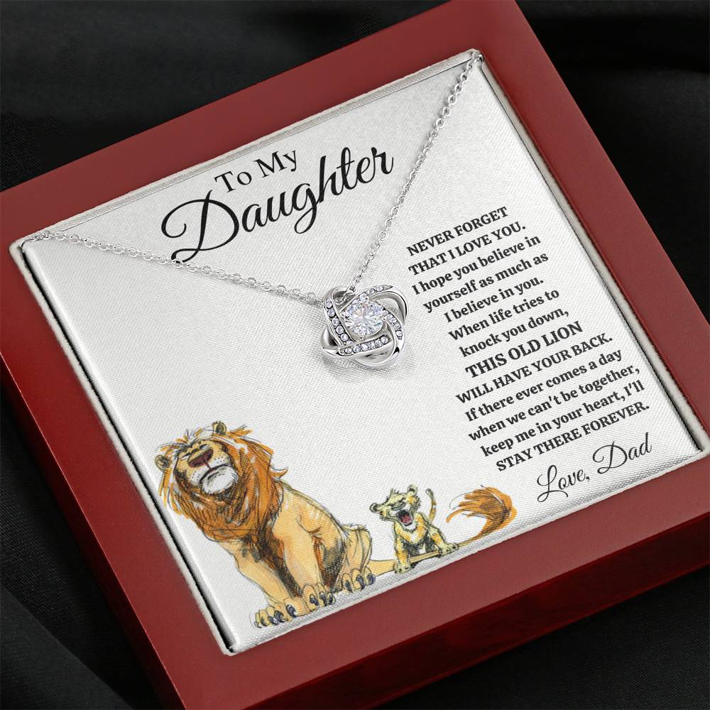 TO MY DAUGHTER "THIS OLD LION - DRAWING" LOVE KNOT NECKLACE GIFT SET - ON CLOUD NINE GIFTS