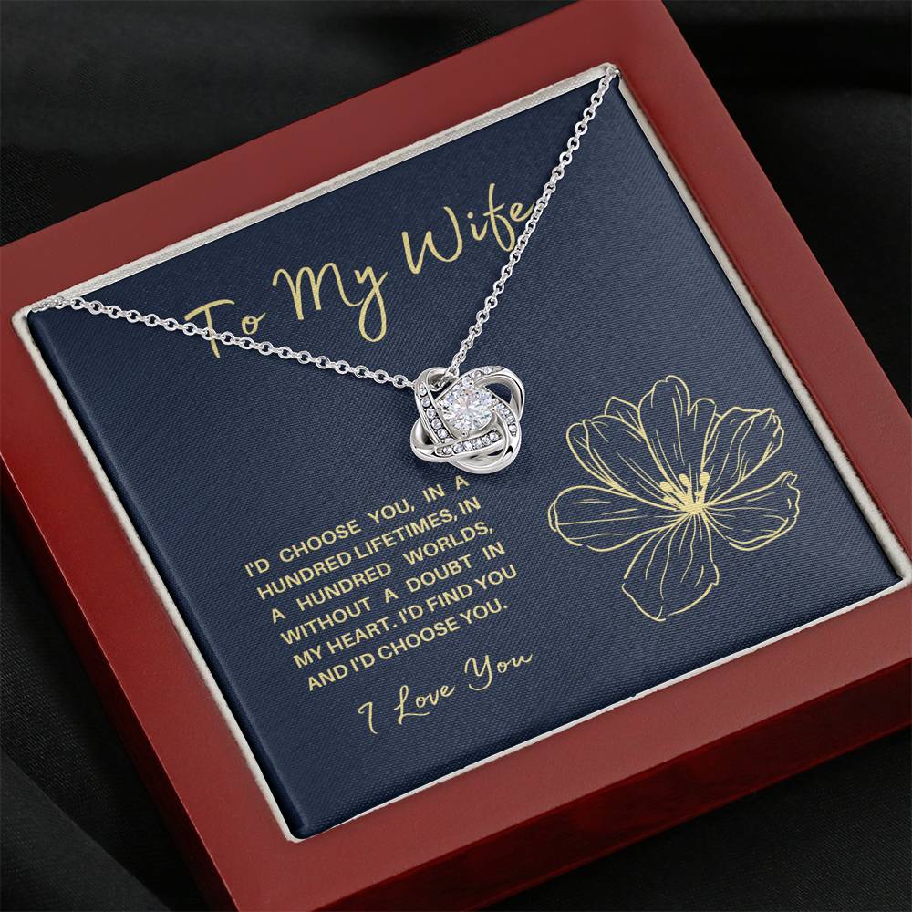 TO MY WIFE "HUNDRED LIFETIMES" LOVE KNOT NECKLACE GIFT SET - ON CLOUD NINE GIFTS