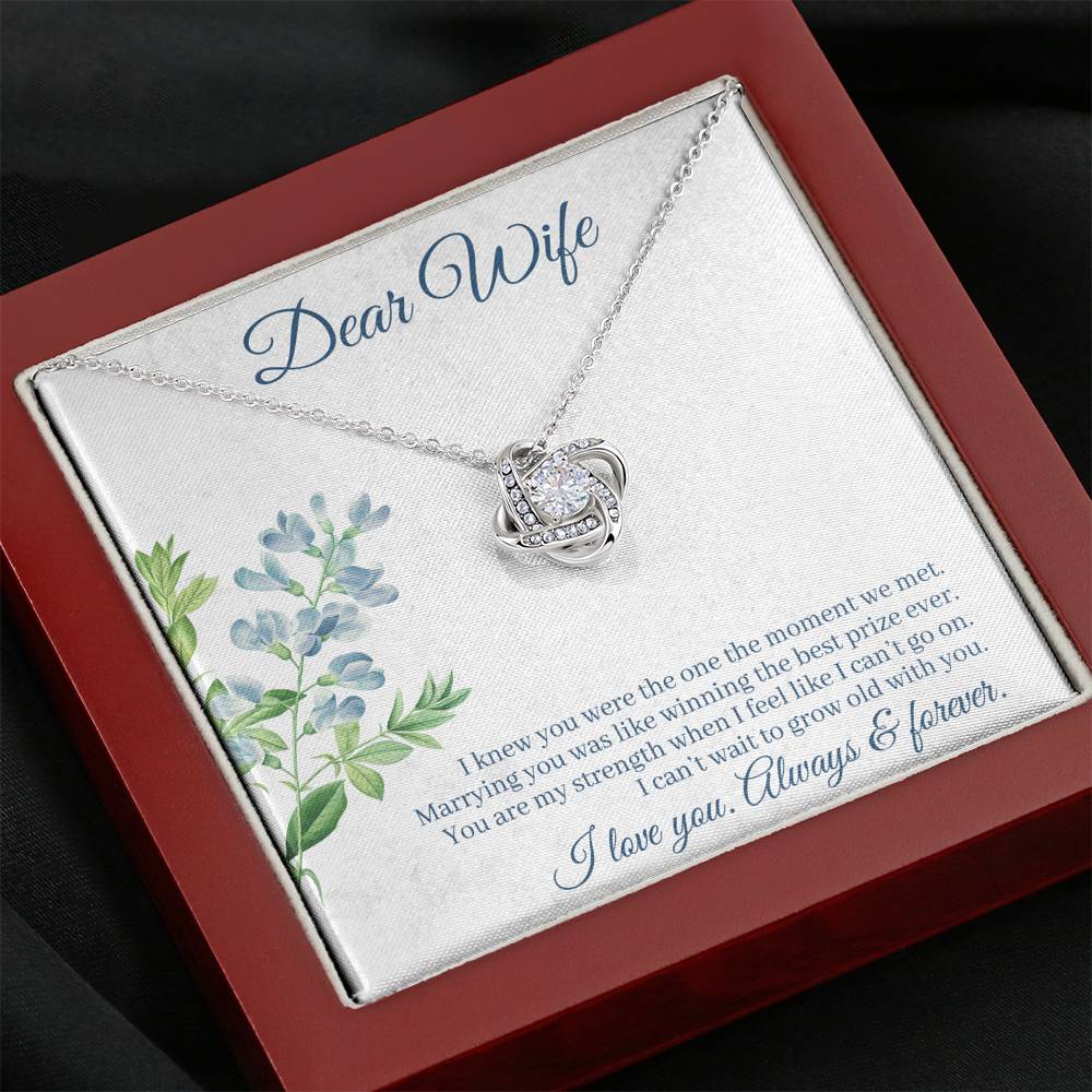 DEAR WIFE "THE ONE" LOVE KNOT NECKLACE GIFT SET - ON CLOUD NINE GIFTS