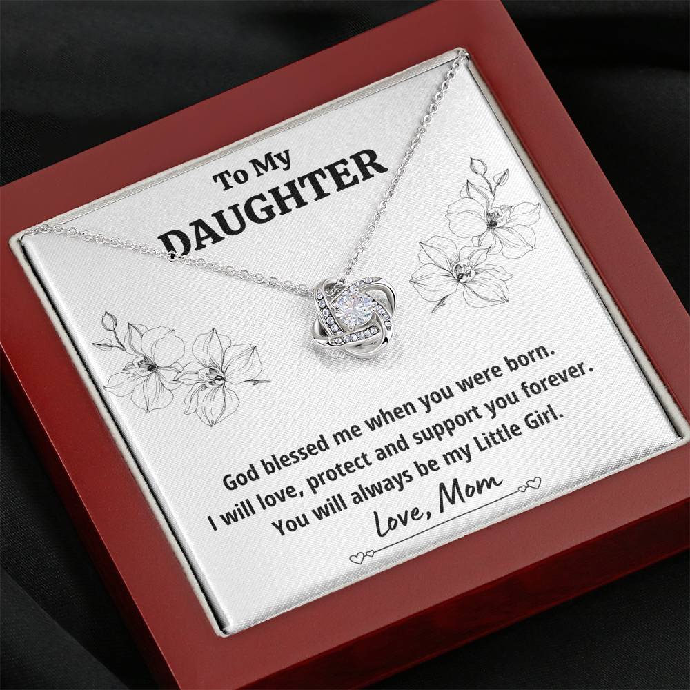 TO MY DAUGHTER FROM MOM "LITTLE GIRL" LOVE KNOT NECKLACE GIFT SET - ON CLOUD NINE GIFTS