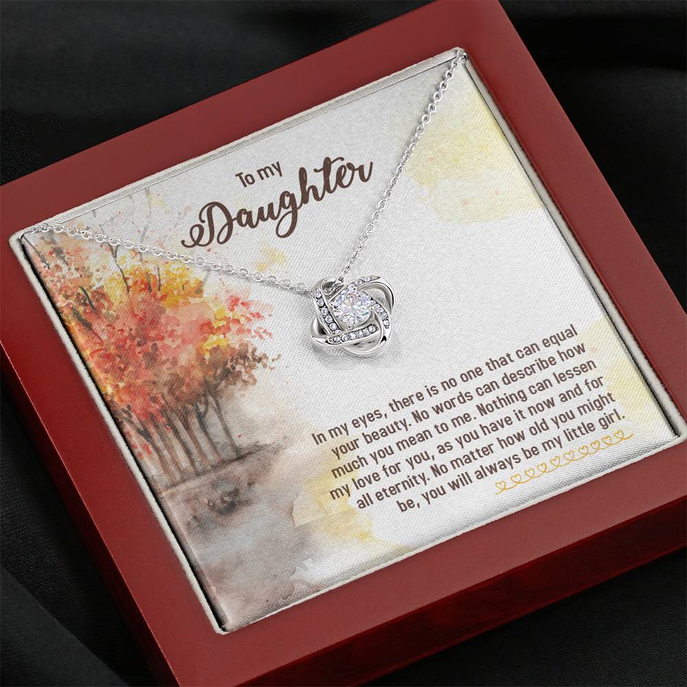 TO MY DAUGHTER "EQUAL YOUR BEAUTY - FALL" LOVE KNOT NECKLACE GIFT SET - ON CLOUD NINE GIFTS