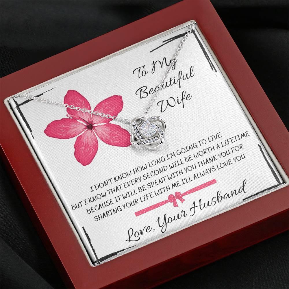 TO MY BEAUTIFUL WIFE "EVERY SECOND" LOVE KNOT NECKLACE GIFT SET - ON CLOUD NINE GIFTS