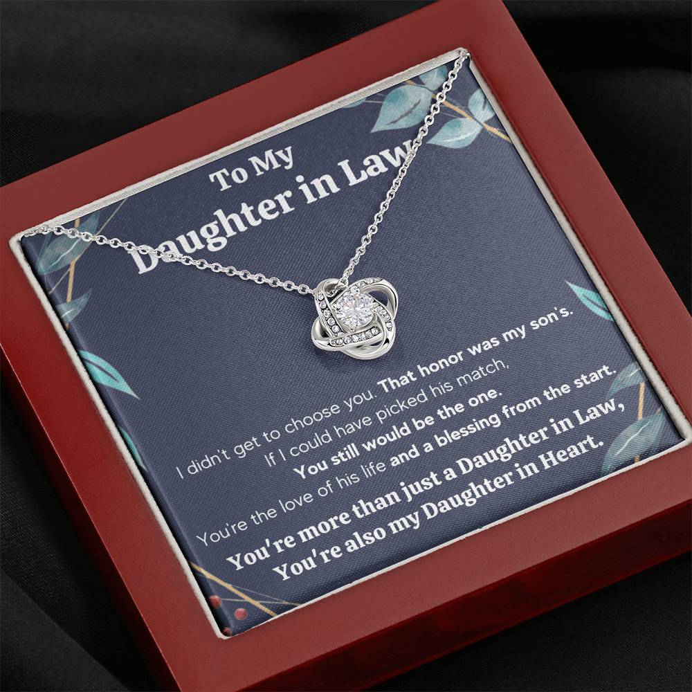 TO MY DAUGHTER IN LAW HONOR FRAME LOVE KNOT NECKLACE GIFT SET - ON CLOUD NINE GIFTS