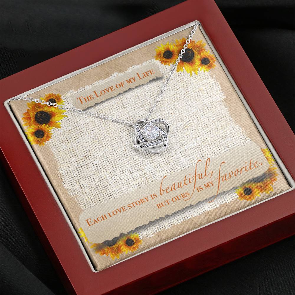 TO THE LOVE OF MY LIFE "SUNFLOWER" LOVE KNOT NECKLACE GIFT SET - ON CLOUD NINE GIFTS