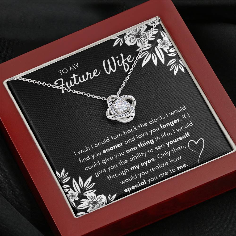 TO MY FUTURE WIFE "FIND YOU SOONER" LOVE KNOT NECKLACE GIFT SET - ON CLOUD NINE GIFTS