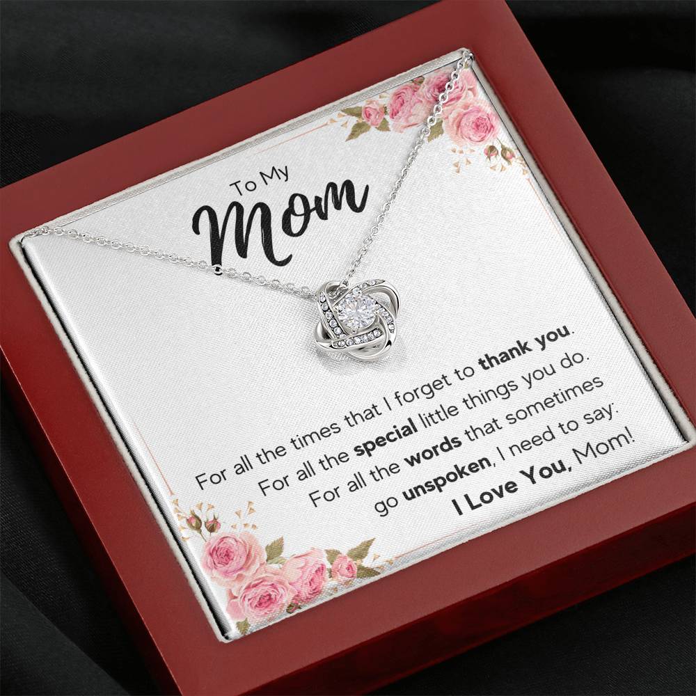 TO MY MOM UNSPOKEN LOVE KNOT NECKLACE GIFT SET - ON CLOUD NINE GIFTS