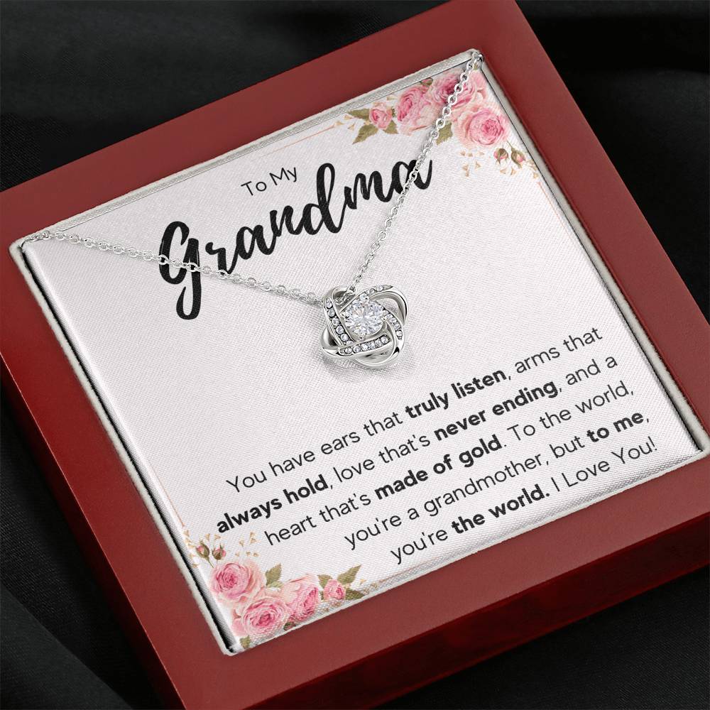 TO MY GRANDMA NEVER ENDING LOVE KNOT NECKLACE GIFT SET - ON CLOUD NINE GIFTS