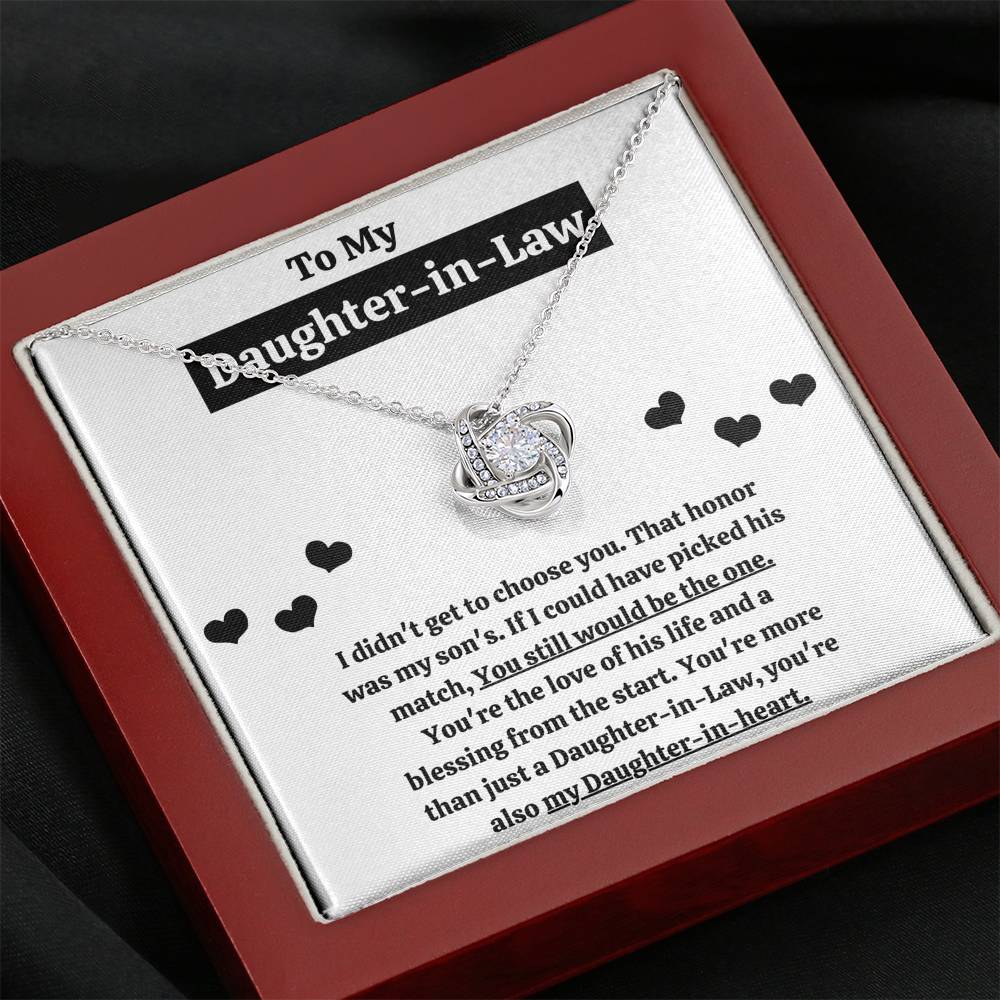 TO MY DAUGHTER-IN-LAW "BLESSING FROM THE START" LOVE KNOT NECKLACE GIFT SET - ON CLOUD NINE GIFTS