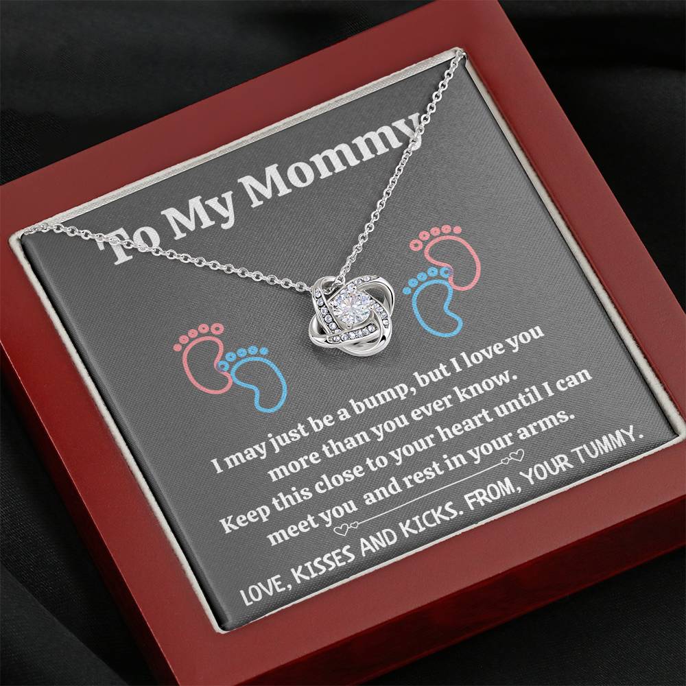TO MY MOMMY "BABY FEET - GRAY" LOVE KNOT NECKLACE GIFT SET - ON CLOUD NINE GIFTS