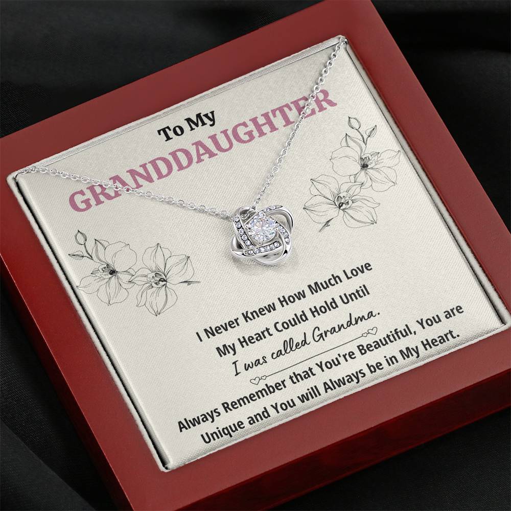 TO MY GRANDDAUGHTER "CALLED GRANDMA" LOVE KNOT NECKLACE GIFT SET - ON CLOUD NINE GIFTS