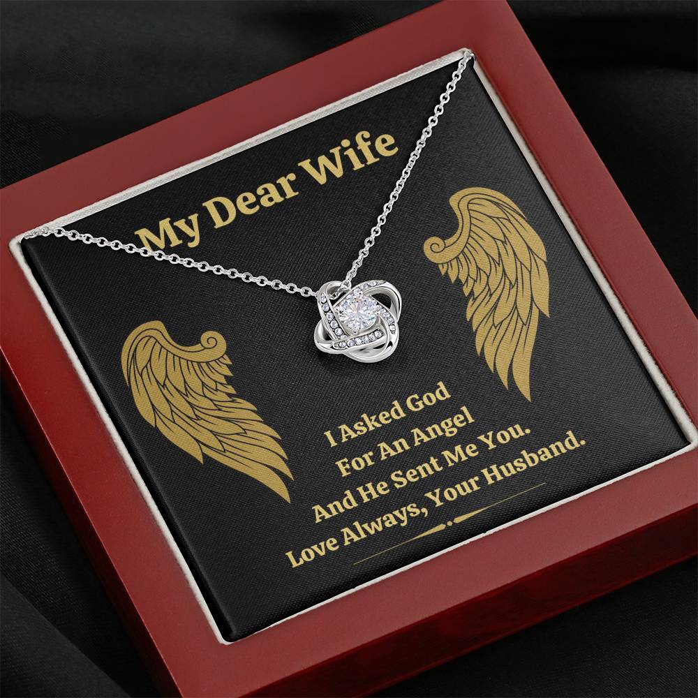 DEAR WIFE "ANGEL" LOVE KNOT NECKLACE GIFT SET - ON CLOUD NINE GIFTS