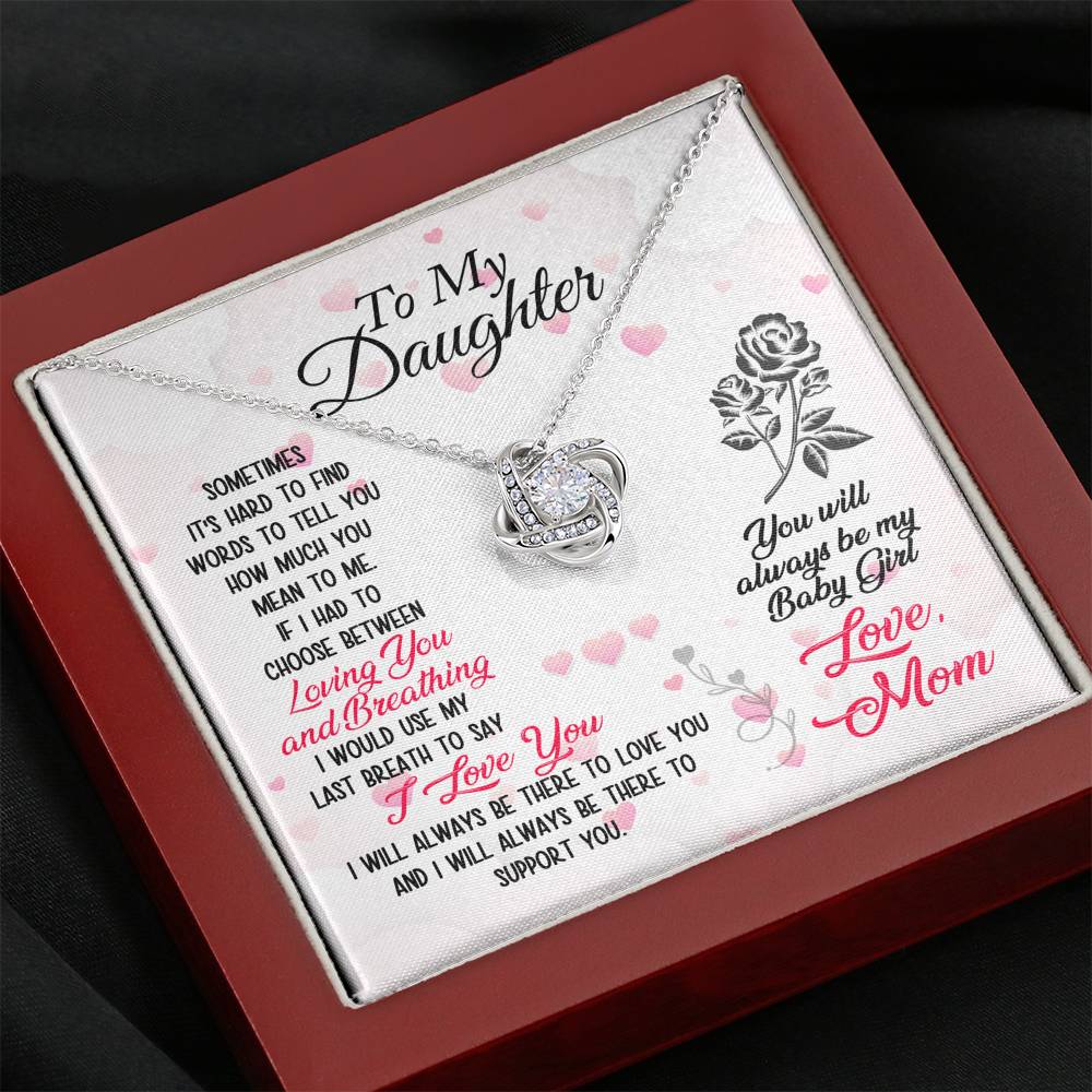 TO MY DAUGHTER "BREATHING" LOVE KNOT NECKLACE GIFT SET - ON CLOUD NINE GIFTS