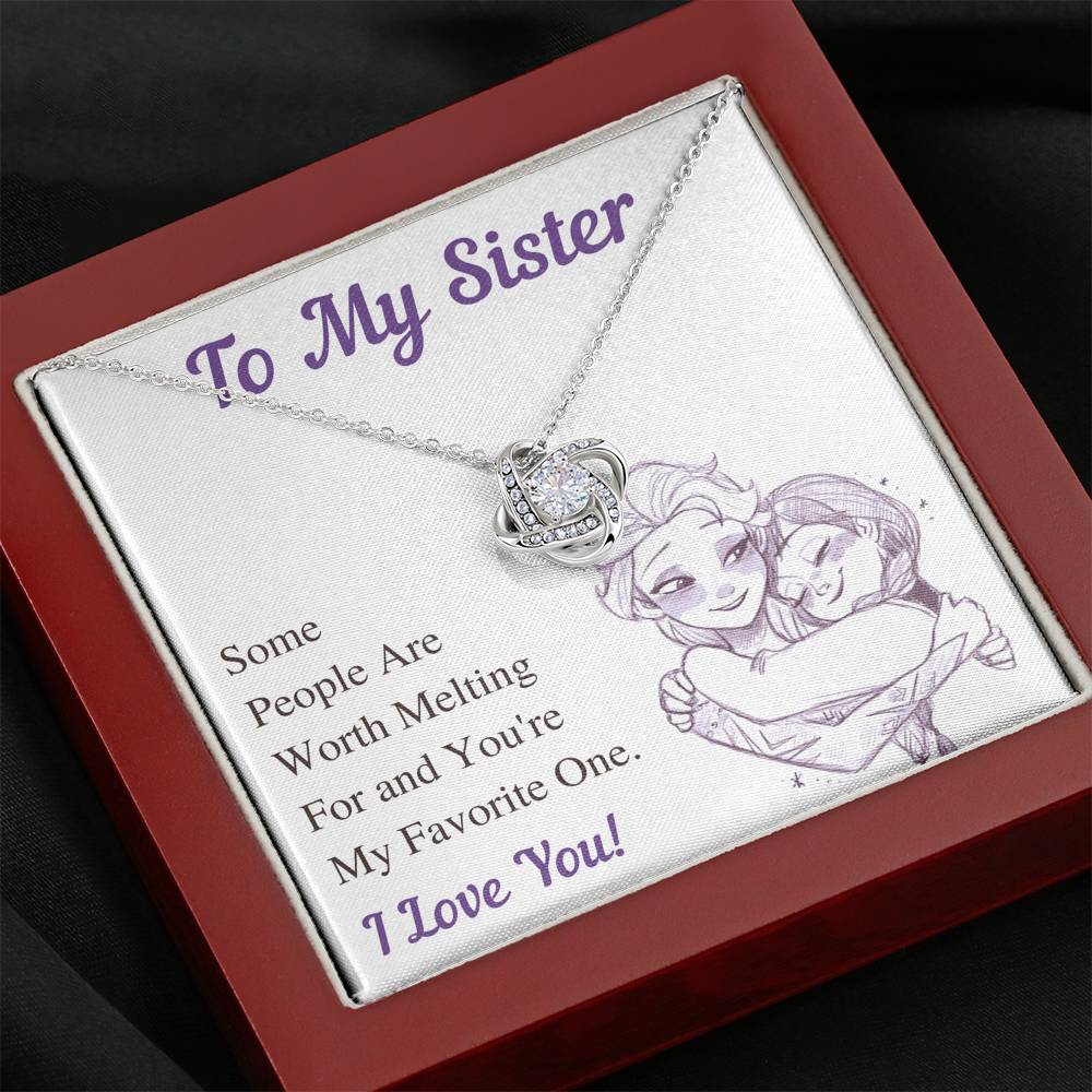 TO MY SISTER WORTH MELTING LOVE KNOT NECKLACE GIFT SET - ON CLOUD NINE GIFTS