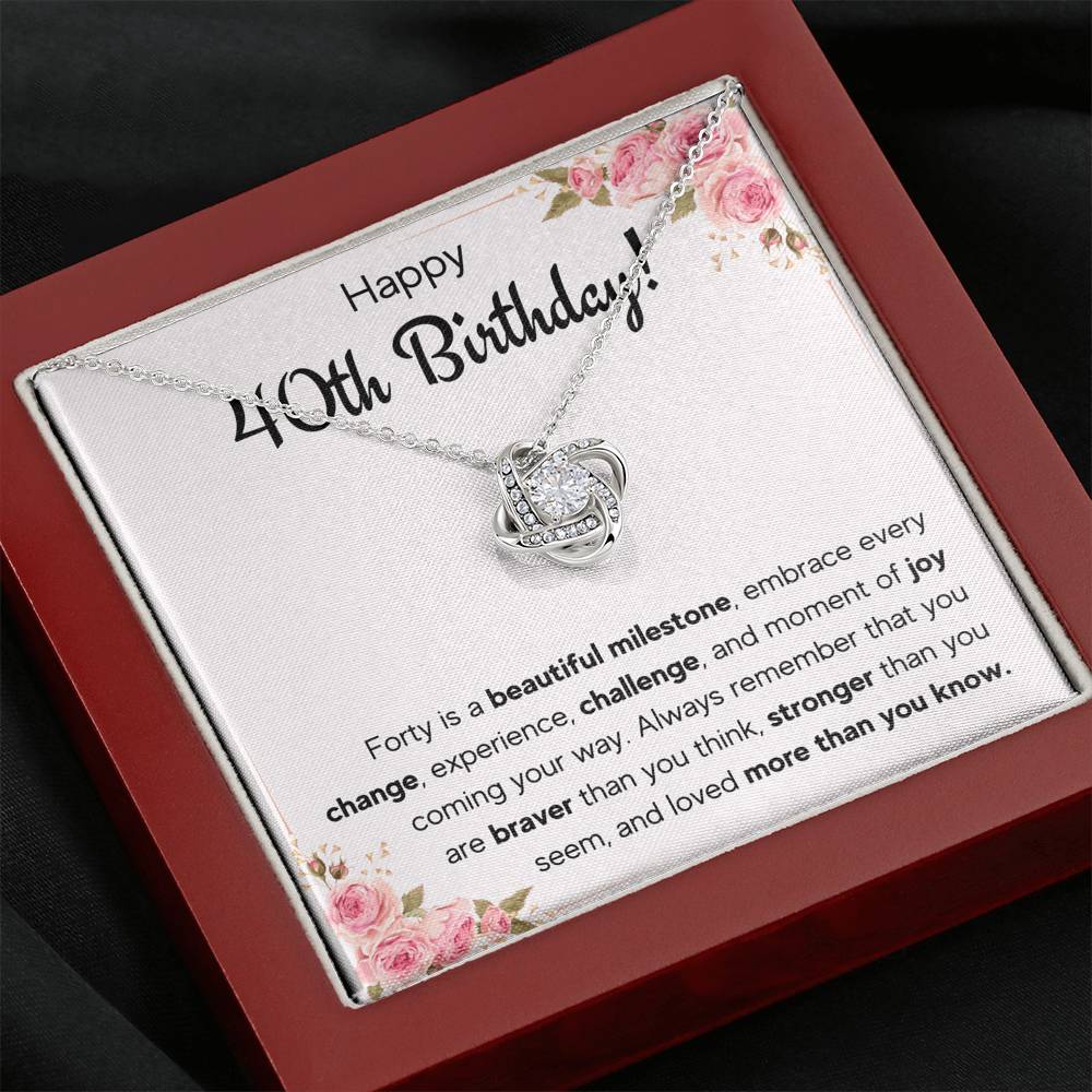 HAPPY 40TH BIRTHDAY JOY LOVE KNOT NECKLACE GIFT SET - ON CLOUD NINE GIFTS
