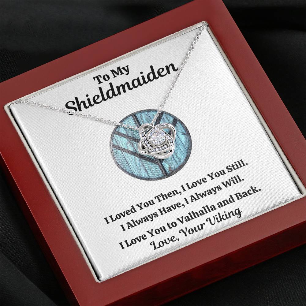 TO MY SHIELDMAIDEN "ALWAYS WILL - BLUE" LOVE KNOT NECKLACE GIFT SET - ON CLOUD NINE GIFTS