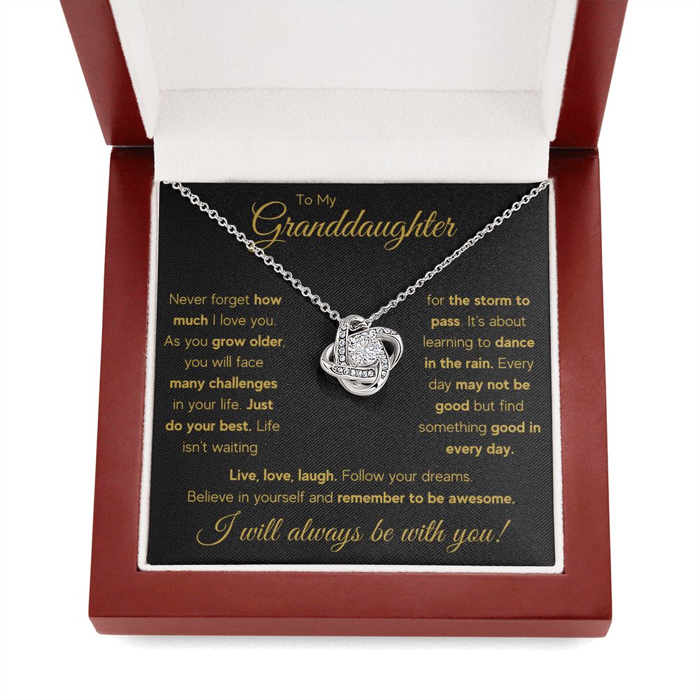 Granddaughter gifts from grandma jewelry from grandpa birthday gift for my granddaughter Love Knot Necklace with Message Card and Gift Box - ON CLOUD NINE GIFTS