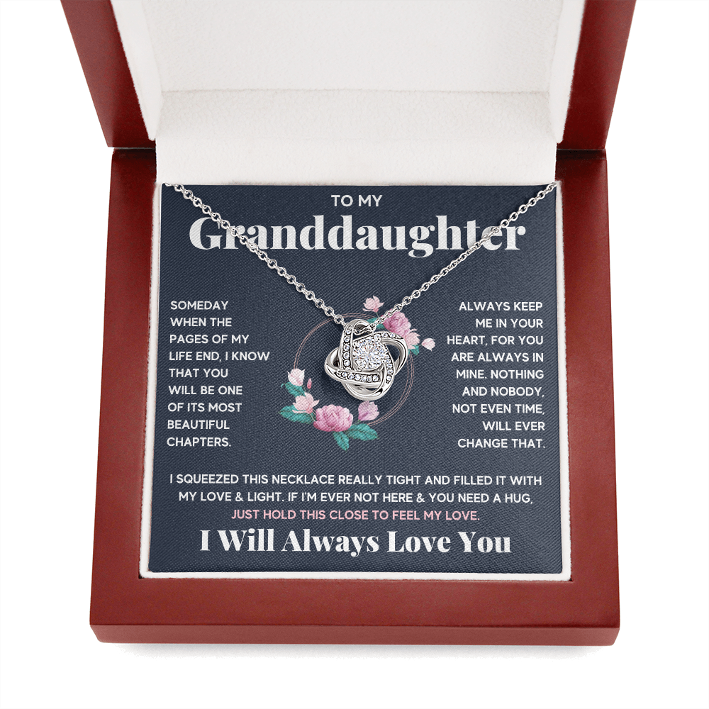 Granddaughter gifts from grandma jewelry from grandpa birthday gift for my granddaughter Love Knot Necklace with Message Card and Gift Box - ON CLOUD NINE GIFTS