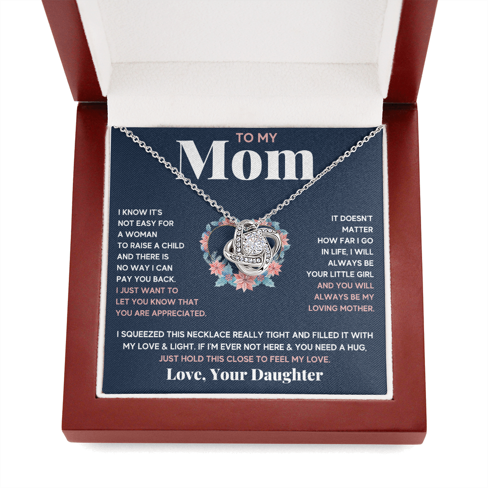 Mother daughter necklace jewelry birthday mothers day gifts from daughter to my mom Love Knot Necklace with Message Card and Gift Box - ON CLOUD NINE GIFTS