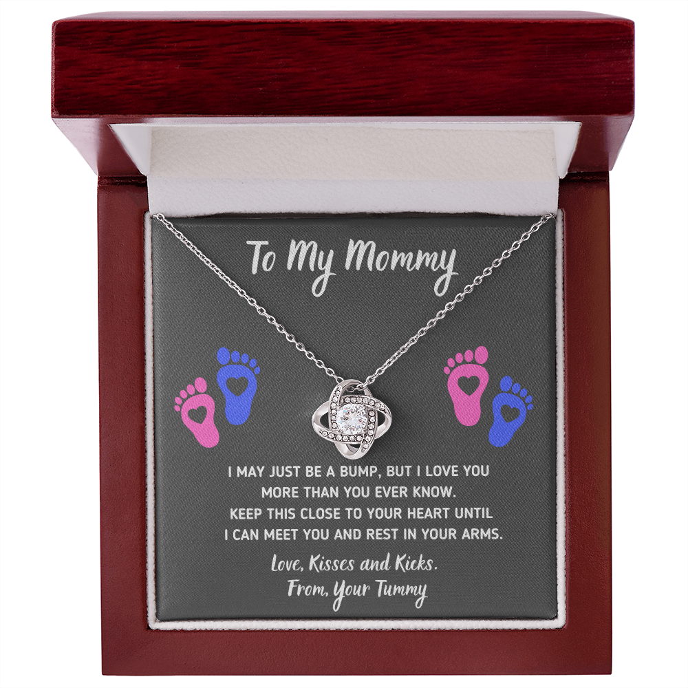 TO MY MOMMY BABY FEET LOVE KNOT NECKLACE GIFT SET - ON CLOUD NINE GIFTS