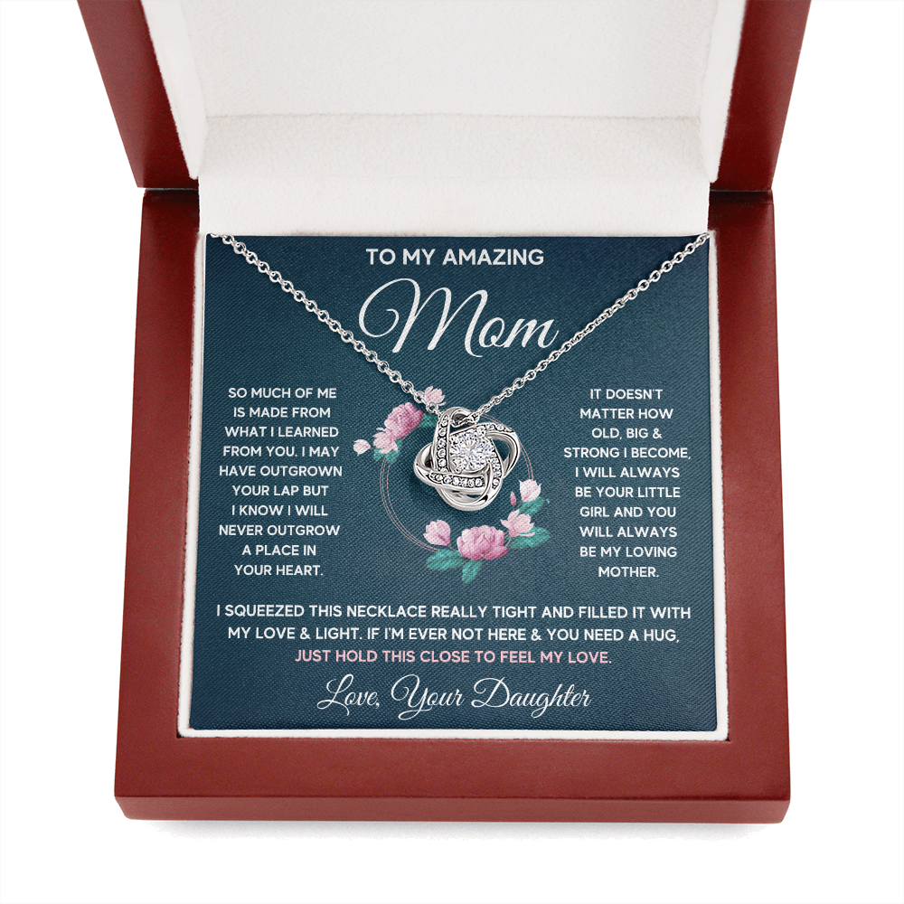 Mother daughter necklace jewelry birthday mothers day gifts from daughter to my mom Love Knot Necklace with Message Card and Gift Box - ON CLOUD NINE GIFTS