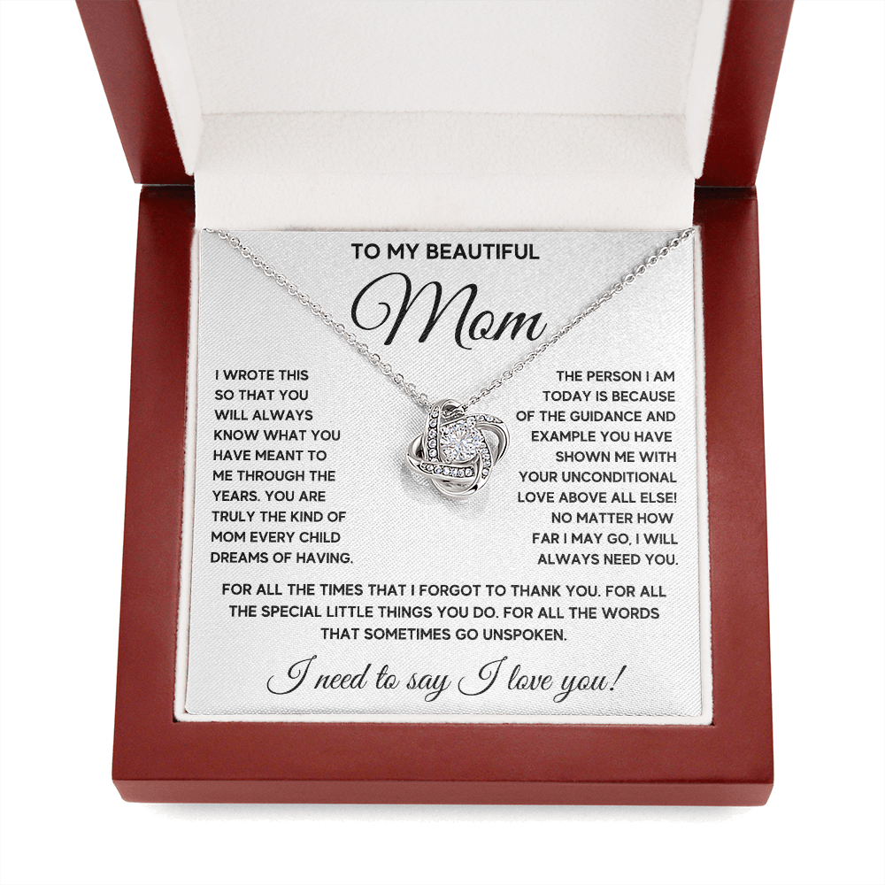 Mom necklace for women mothers day gift from son jewelry pendant gifts mother birthday Love Knot Necklace with Message Card and Gift Box - ON CLOUD NINE GIFTS