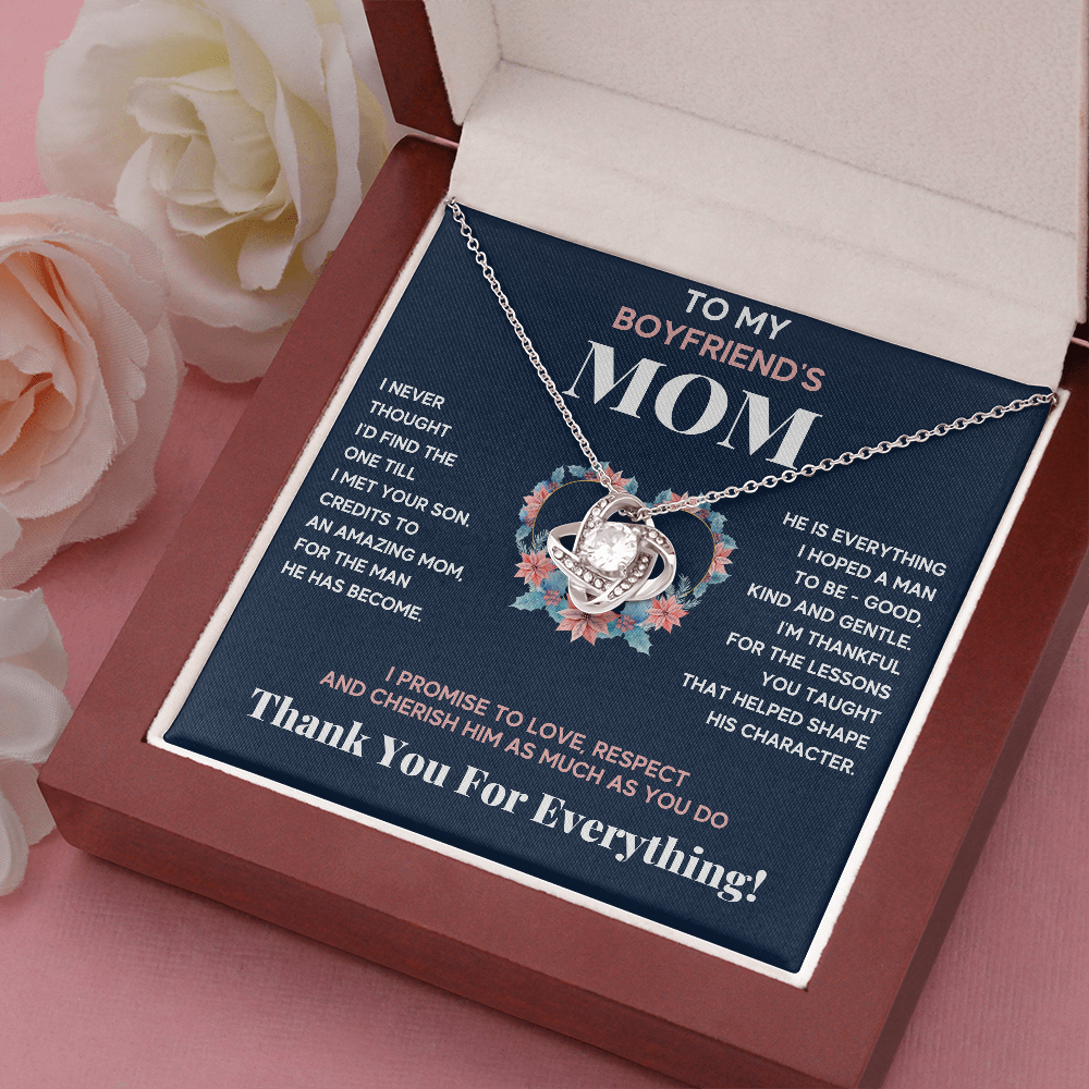 BOYFRIENDS MOM PINK/BLUE LOVE KNOT NECKLACE GIFT SET - ON CLOUD NINE GIFTS
