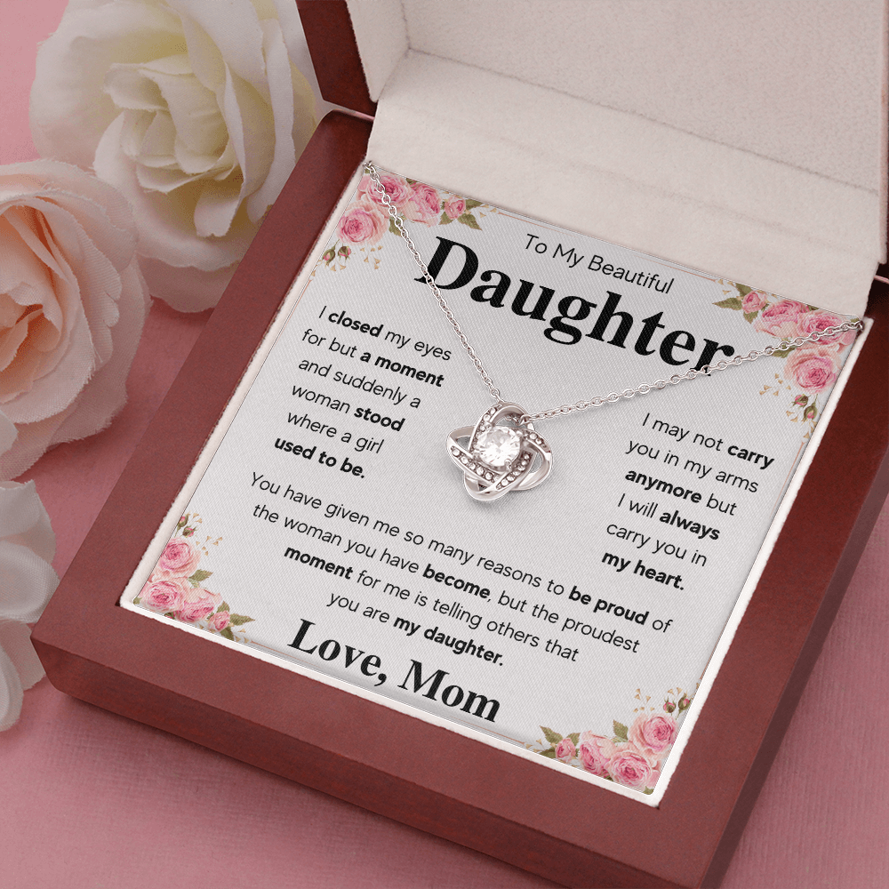 TO MY DAUGHTER PROUD LOVE KNOT NECKLACE GIFT SET - ON CLOUD NINE GIFTS