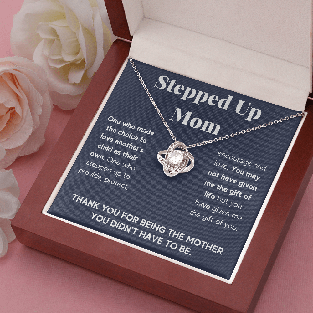 STEPPED UP MOM GREY LOVE KNOT NECKLACE GIFT SET - ON CLOUD NINE GIFTS