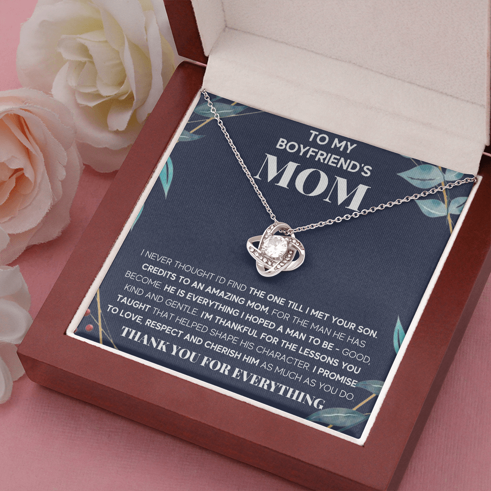 TO MY BOYFRIEND'S MOM LESSONS LOVE KNOT NECKLACE GIFT SET - ON CLOUD NINE GIFTS