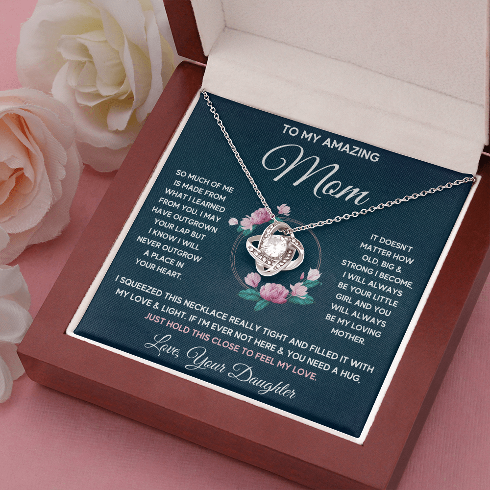 Mother daughter necklace jewelry birthday mothers day gifts from daughter to my mom Love Knot Necklace with Message Card and Gift Box - ON CLOUD NINE GIFTS