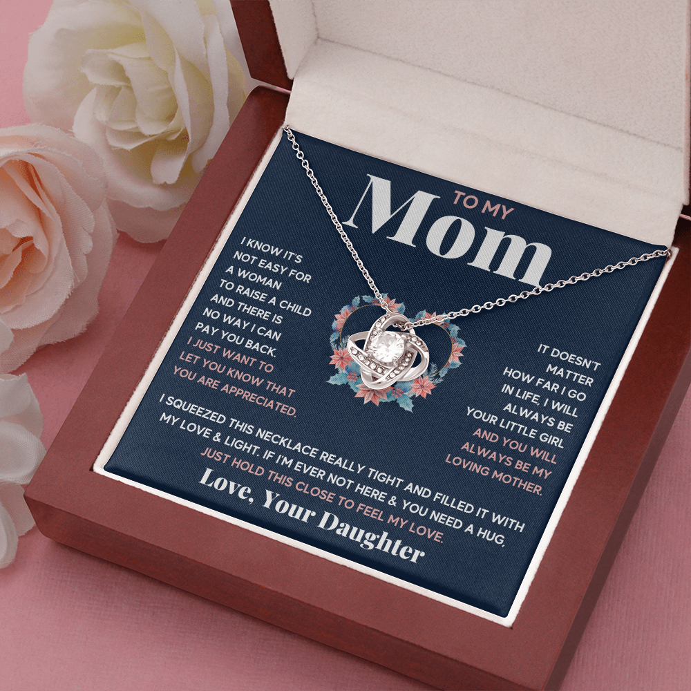 Mother daughter necklace jewelry birthday mothers day gifts from daughter to my mom Love Knot Necklace with Message Card and Gift Box - ON CLOUD NINE GIFTS