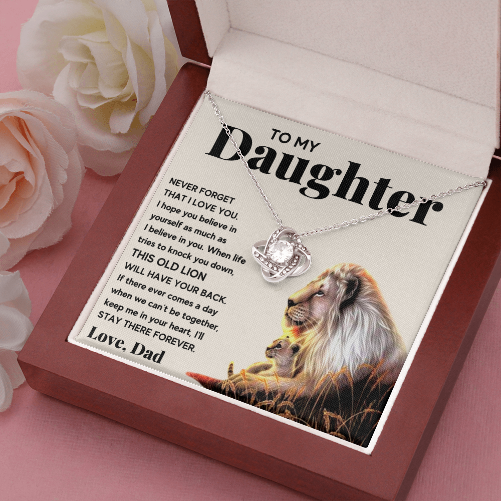 DAUGHTER FROM DAD LION LOVE KNOT NECKLACE - ON CLOUD NINE GIFTS