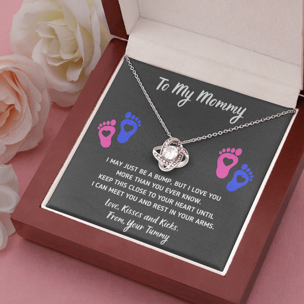 TO MY MOMMY BABY FEET LOVE KNOT NECKLACE GIFT SET - ON CLOUD NINE GIFTS