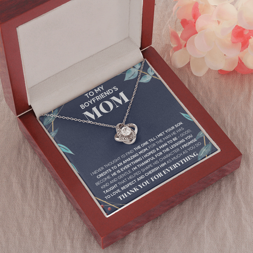 TO MY BOYFRIEND'S MOM LESSONS LOVE KNOT NECKLACE GIFT SET - ON CLOUD NINE GIFTS