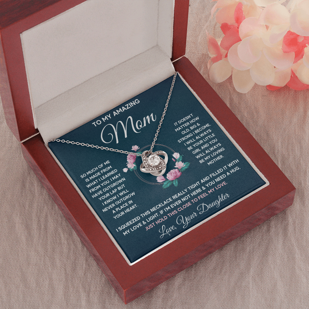 Mother daughter necklace jewelry birthday mothers day gifts from daughter to my mom Love Knot Necklace with Message Card and Gift Box - ON CLOUD NINE GIFTS