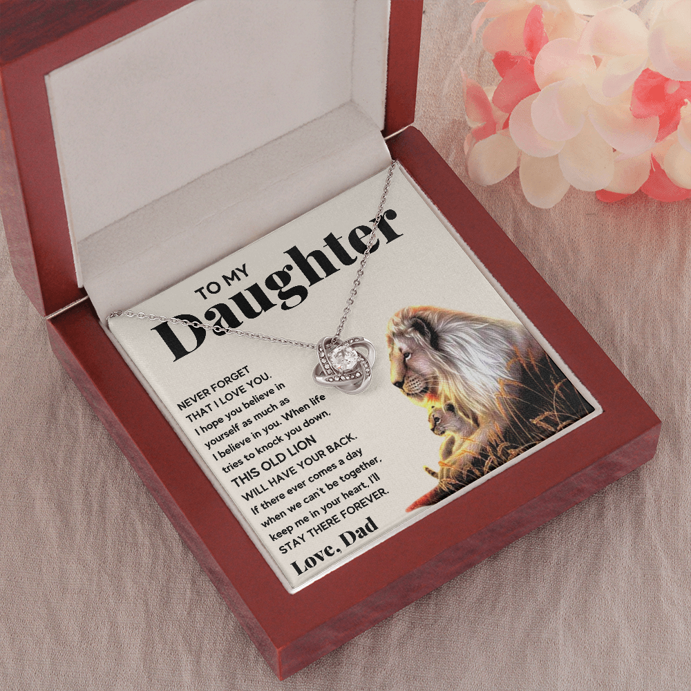 TO MY DAUGHTER OLD LION LOVE KNOT NECKLACE GIFT SET - ON CLOUD NINE GIFTS