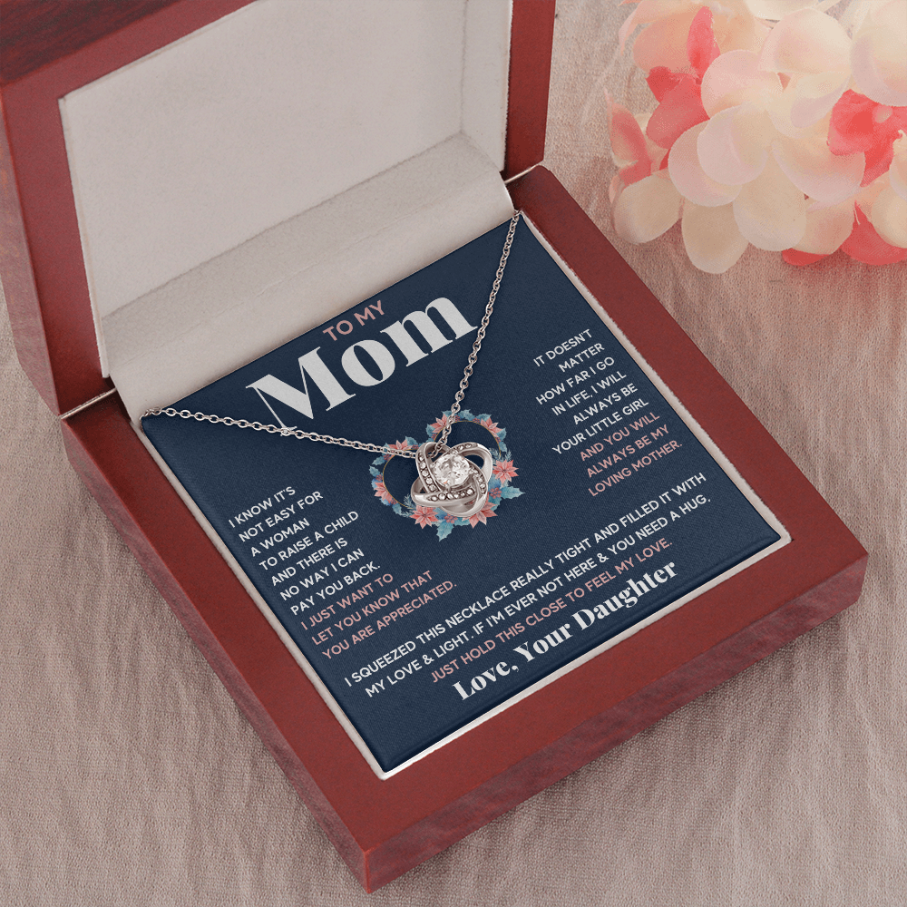 Mother daughter necklace jewelry birthday mothers day gifts from daughter to my mom Love Knot Necklace with Message Card and Gift Box - ON CLOUD NINE GIFTS