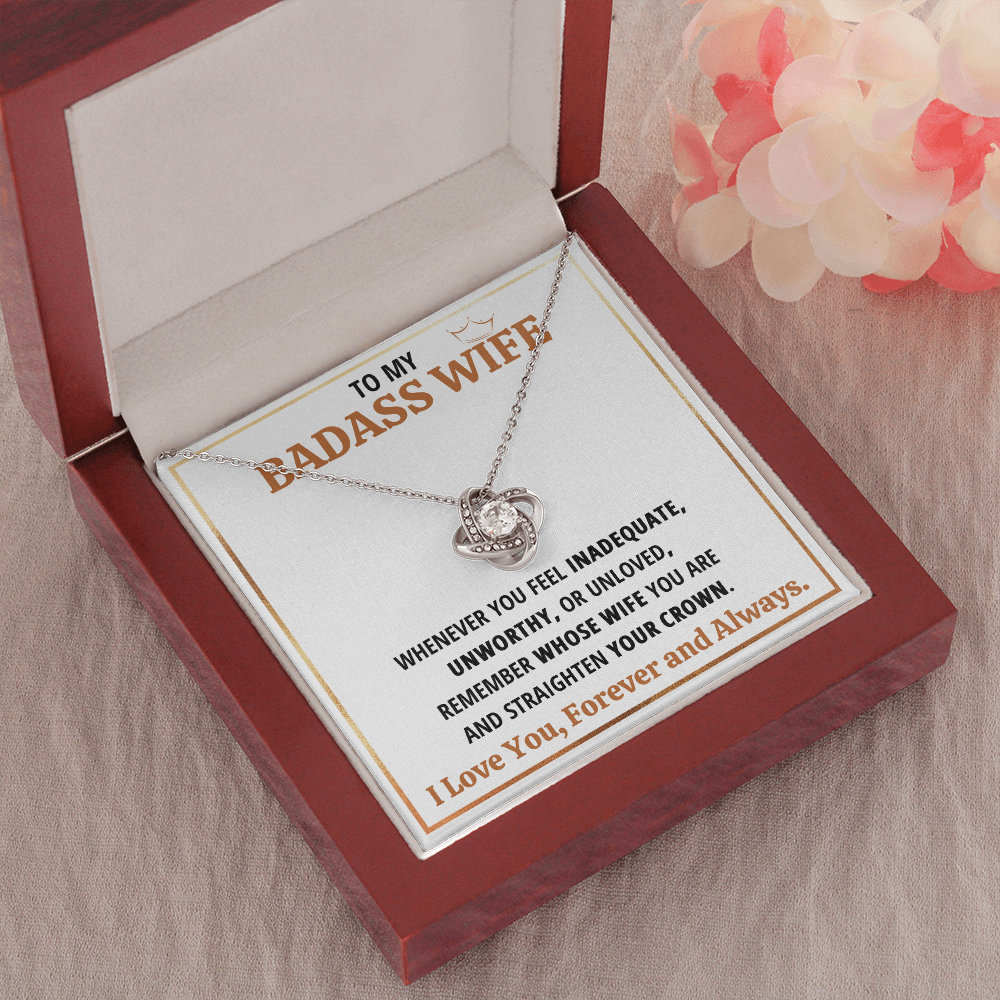 BADASS WIFE LOVE KNOT NECKLACE GIFT SET - ON CLOUD NINE GIFTS