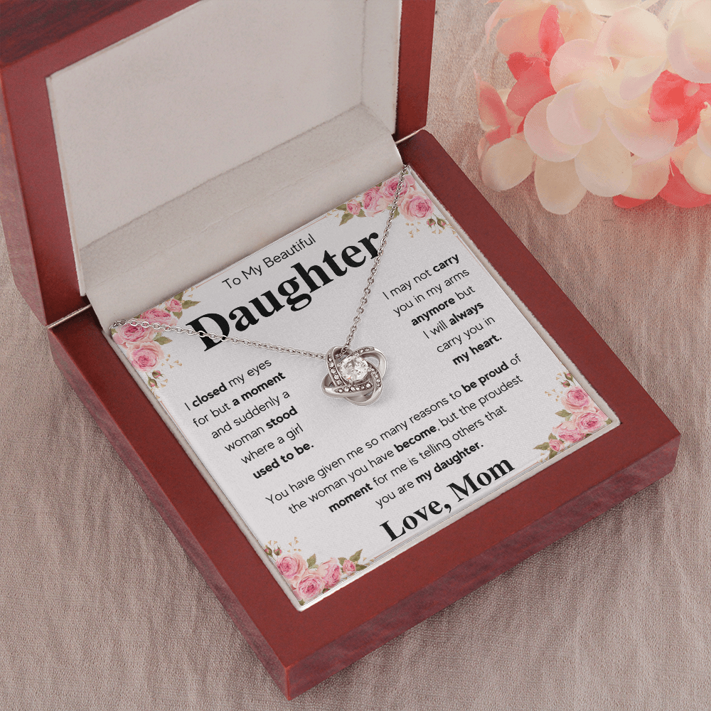 TO MY DAUGHTER PROUD LOVE KNOT NECKLACE GIFT SET - ON CLOUD NINE GIFTS
