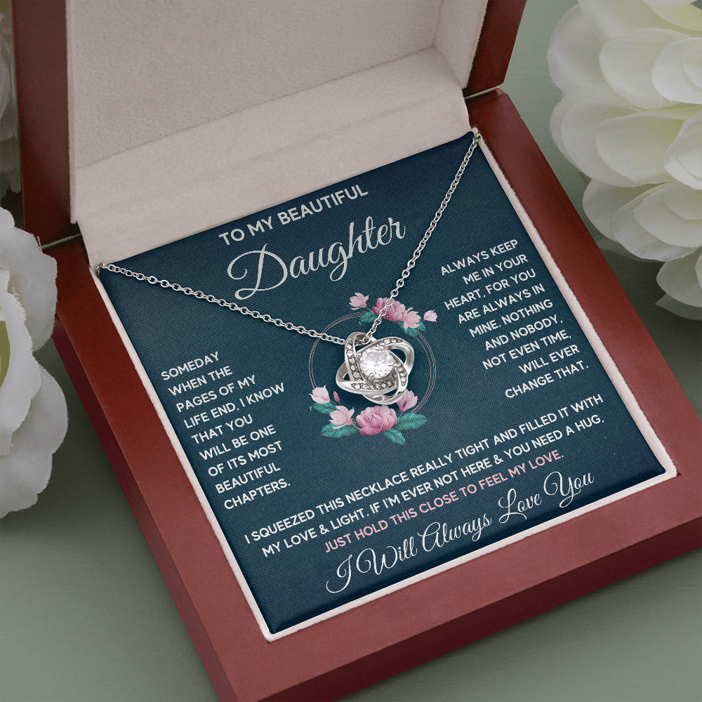 TO MY BEAUTIFUL DAUGHTER CHAPTERS SQUEEZED LOVE KNOT NECKLACE GIFT SET - ON CLOUD NINE GIFTS
