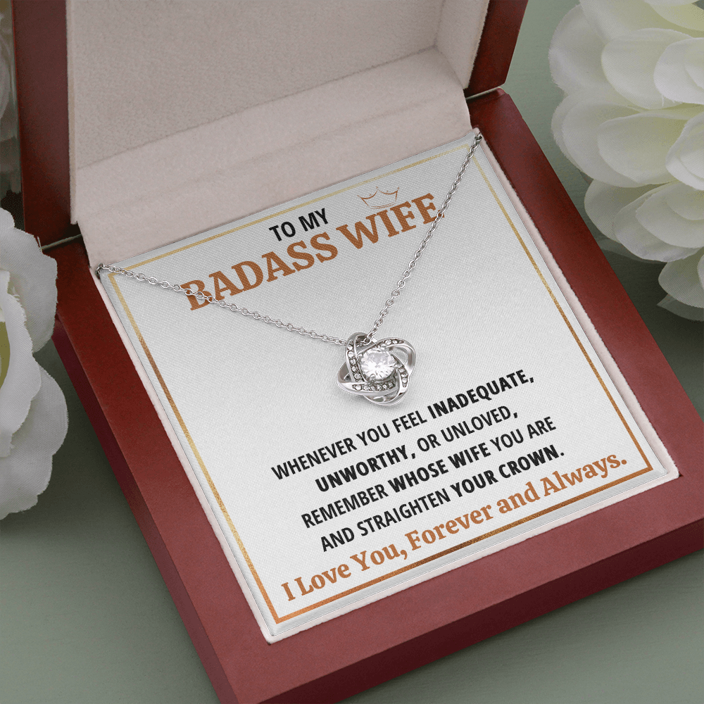 BADASS WIFE LOVE KNOT NECKLACE GIFT SET - ON CLOUD NINE GIFTS