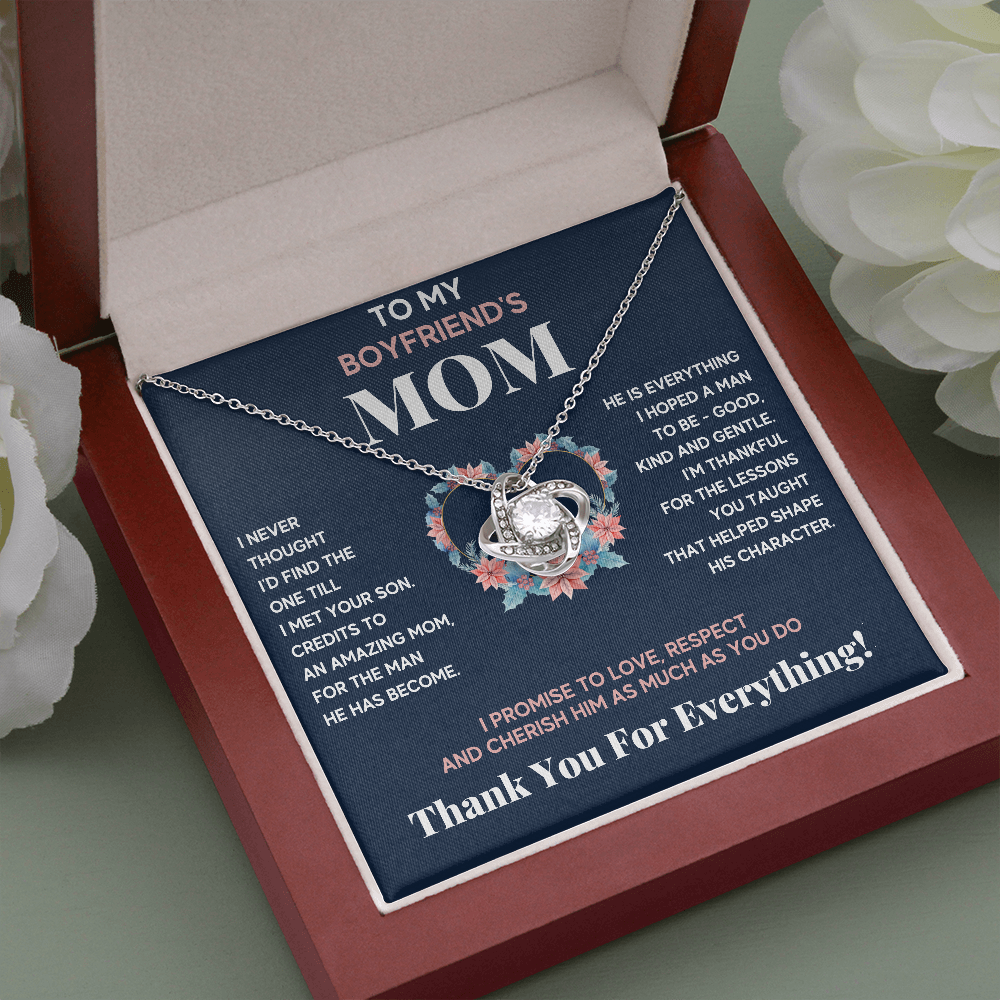 BOYFRIENDS MOM PINK/BLUE LOVE KNOT NECKLACE GIFT SET - ON CLOUD NINE GIFTS