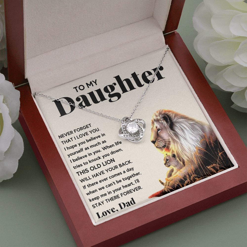 DAUGHTER FROM DAD LION LOVE KNOT NECKLACE - ON CLOUD NINE GIFTS