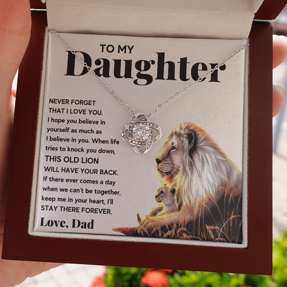 TO MY DAUGHTER OLD LION LOVE KNOT NECKLACE GIFT SET - ON CLOUD NINE GIFTS